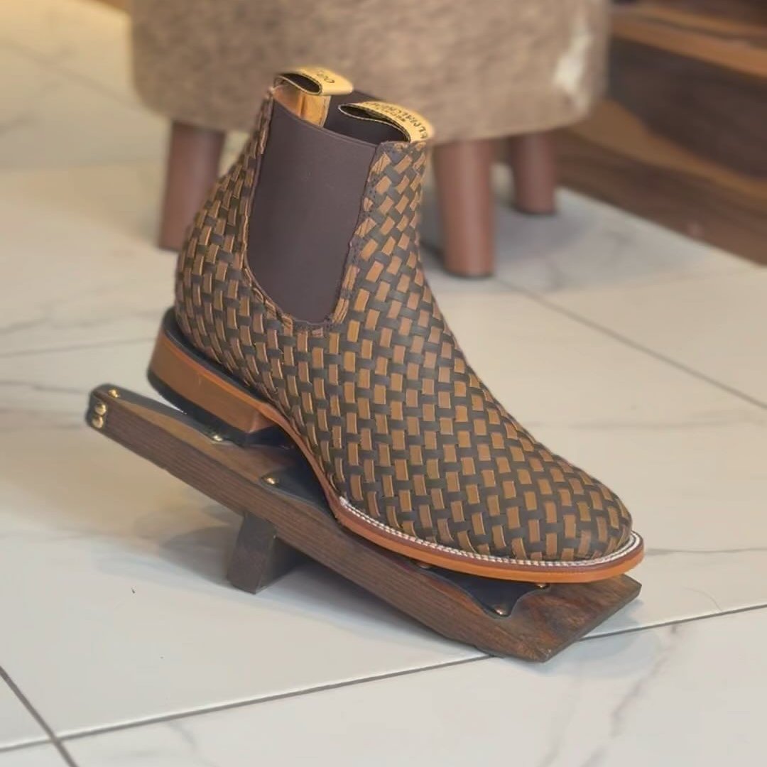 BASKET Woven THANG | MEN SQUARE TOE WESTERN BOTIN