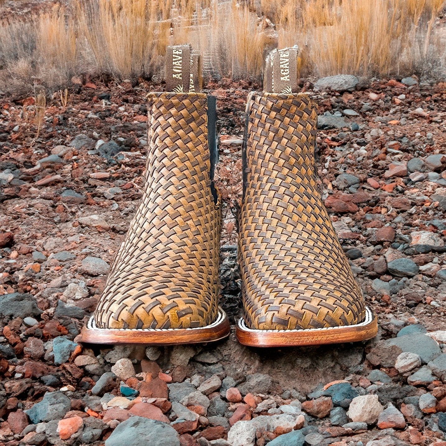 BASKET Woven THANG | MEN SQUARE TOE WESTERN BOTIN
