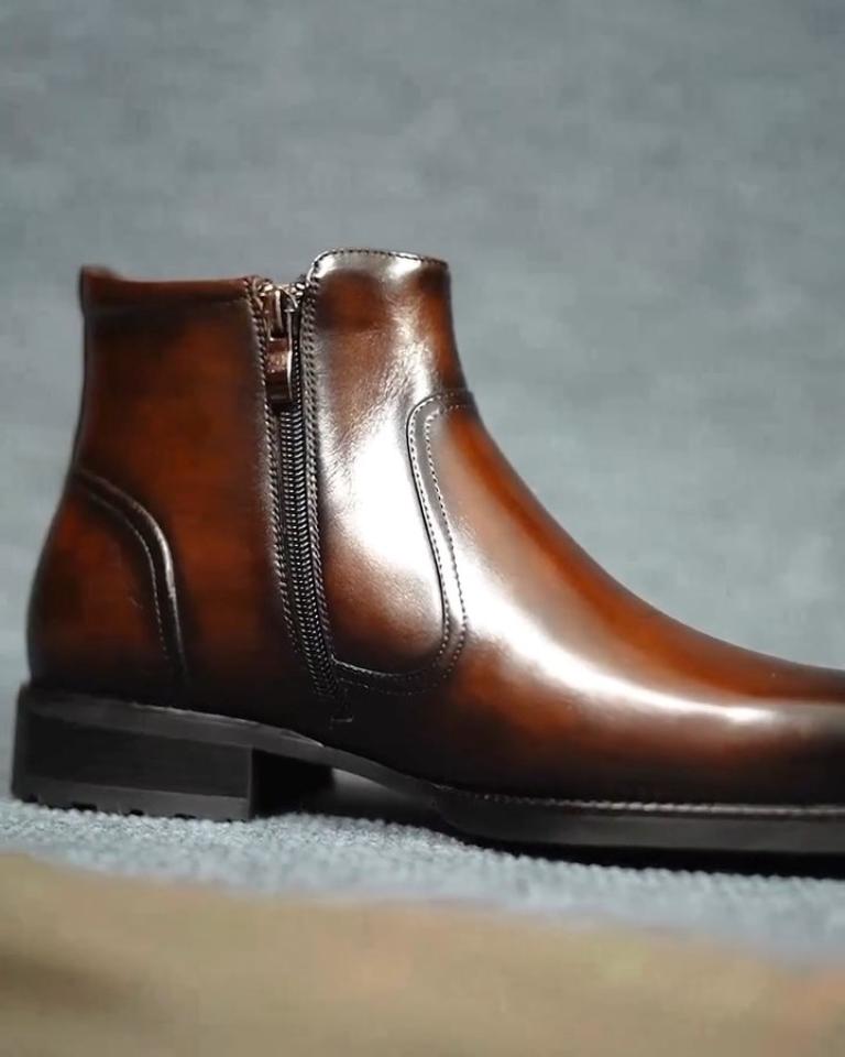 Handcrafted Leather Zip-Up Ankle Boots
