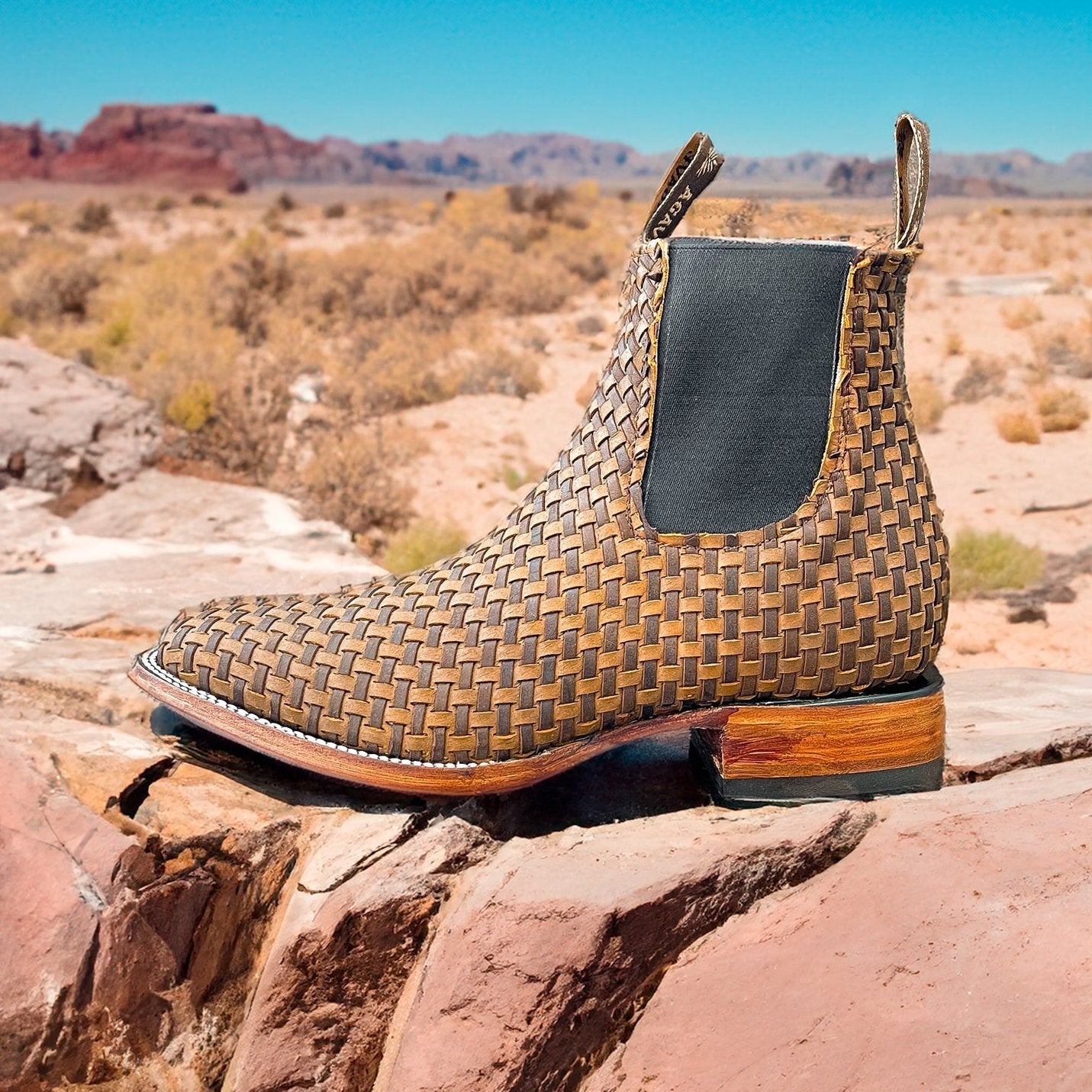 BASKET Woven THANG | MEN SQUARE TOE WESTERN BOTIN