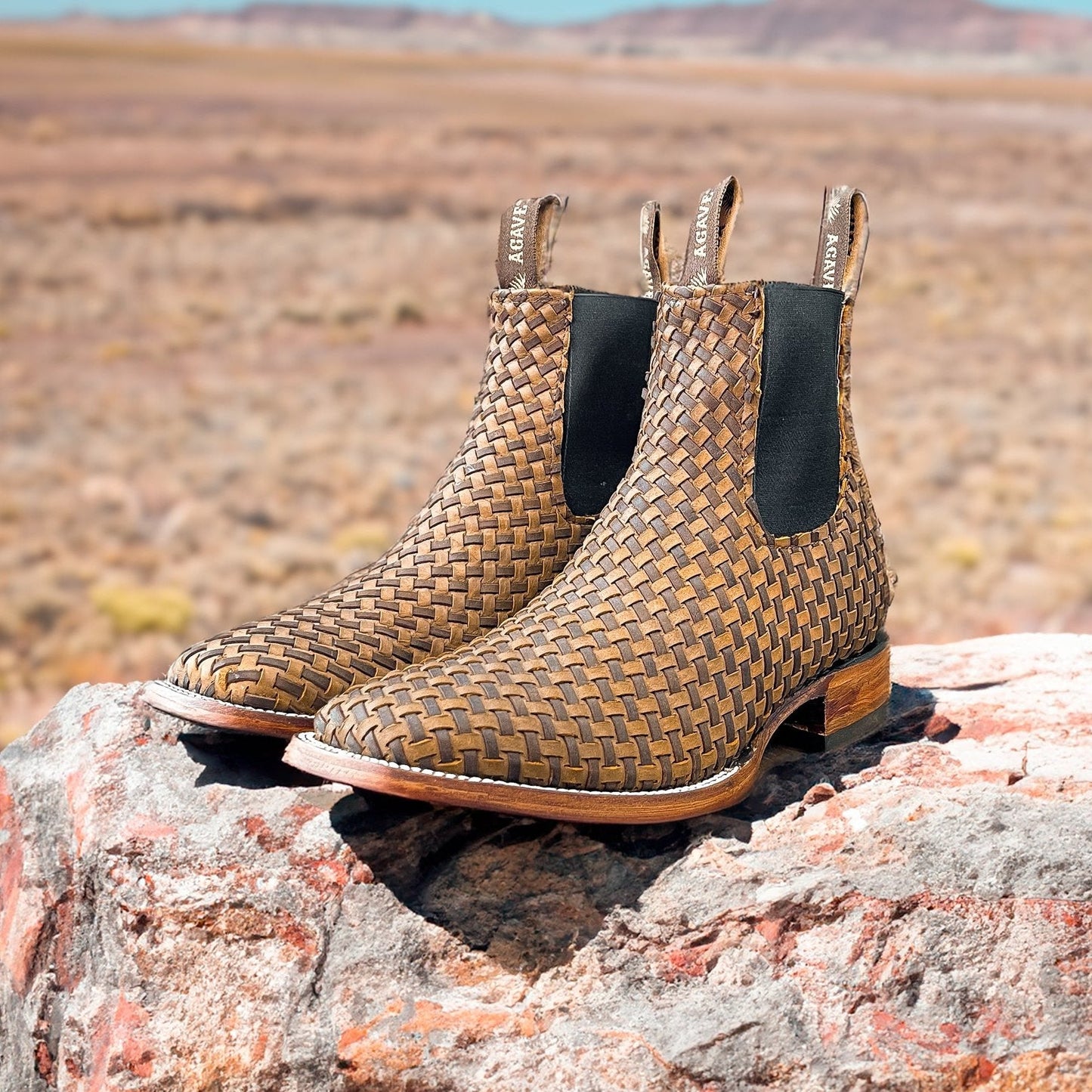 BASKET Woven THANG | MEN SQUARE TOE WESTERN BOTIN