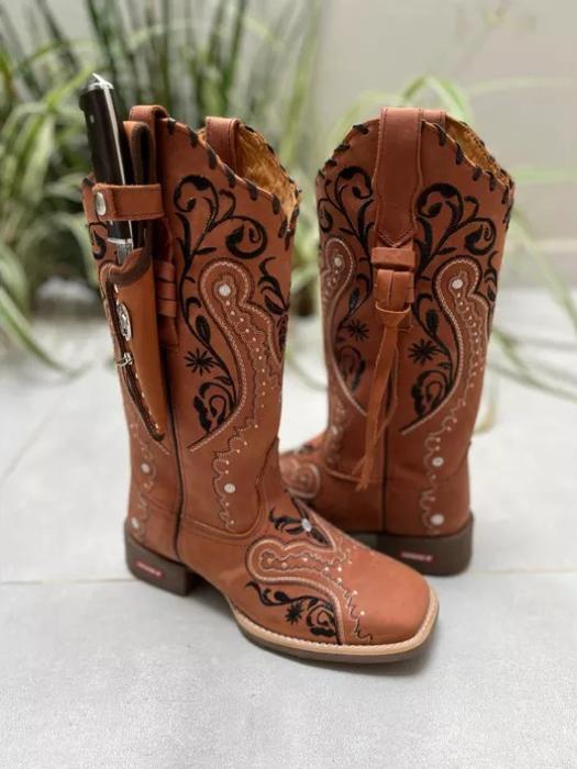 Tribal Embroidered Leather Boots